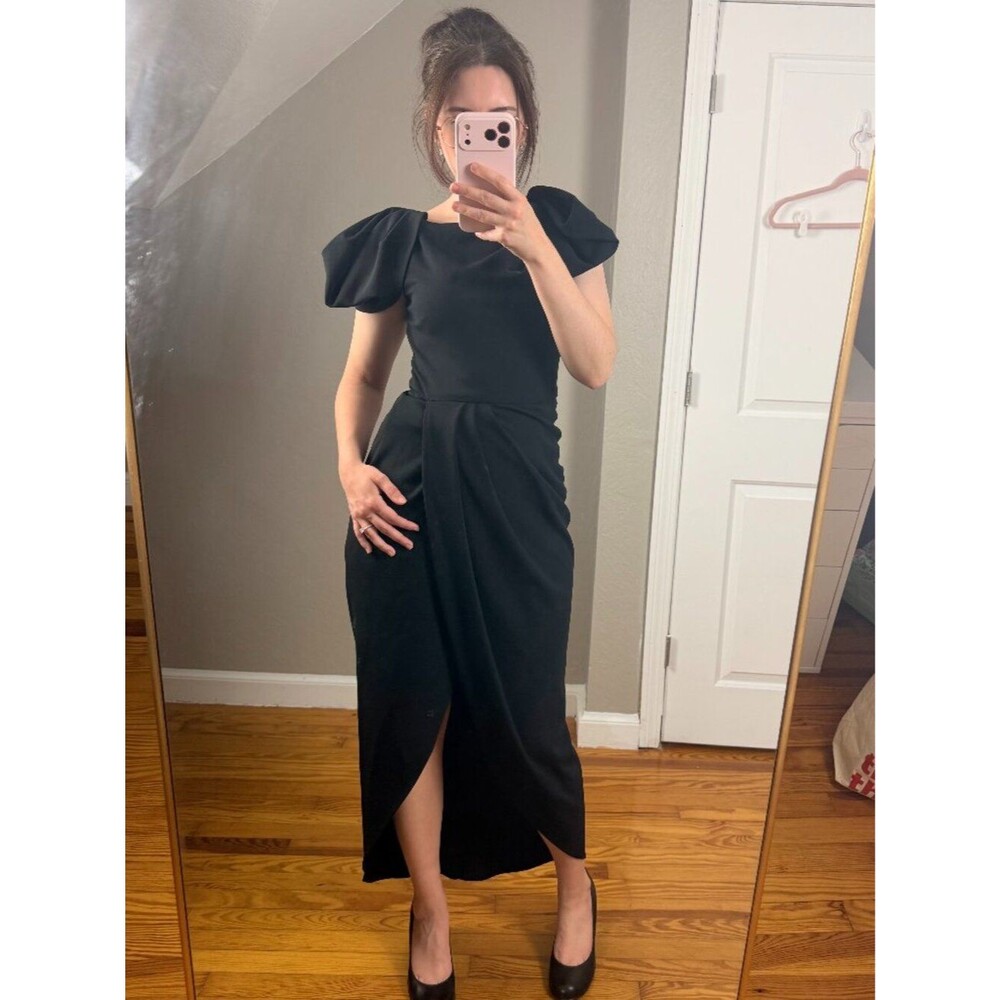 BHLDN | Black Off the Shoulder Puff Sleeve Maxi Dress Size US 2